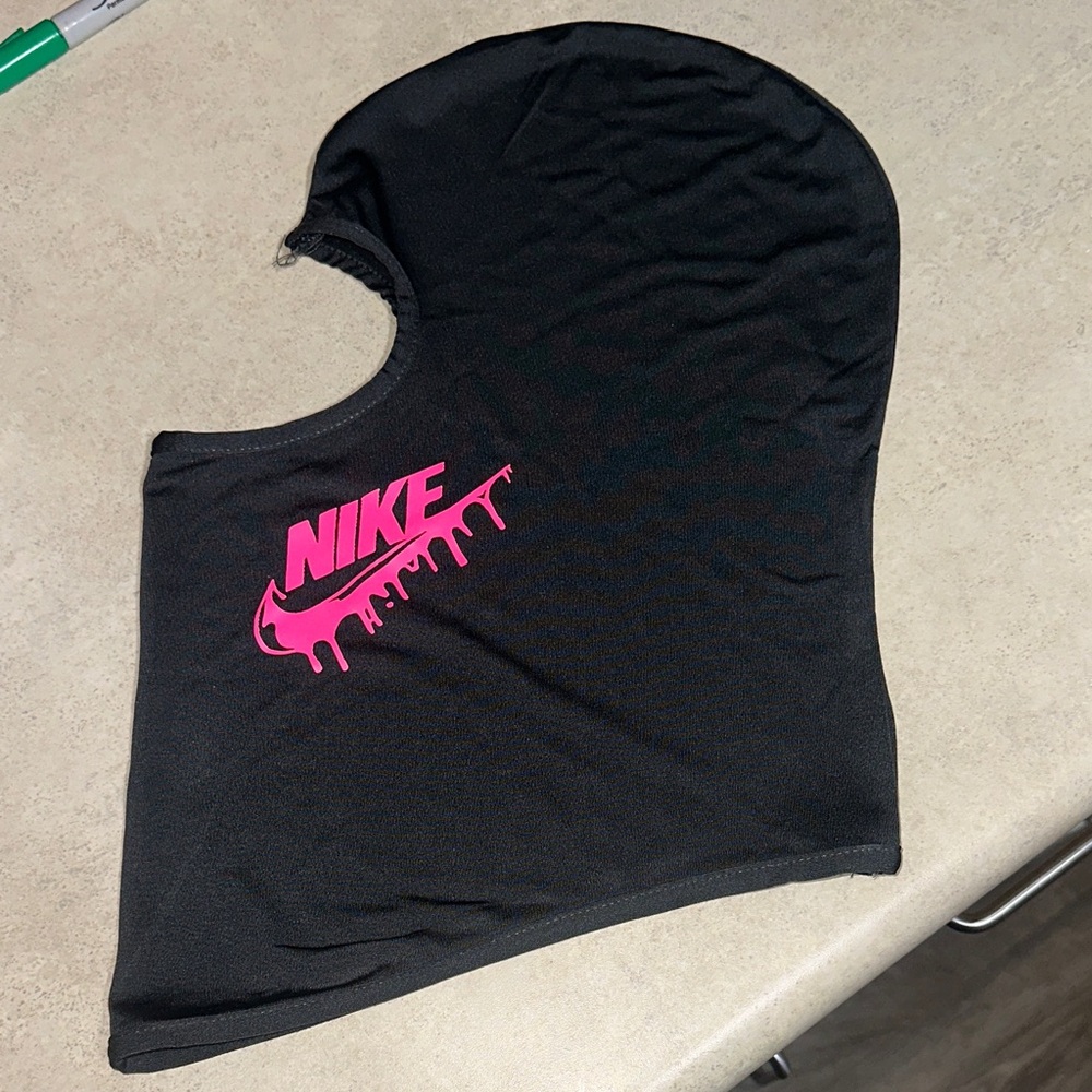 Black Balaclava with Pink Drip Logo